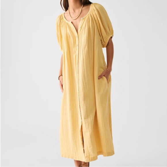 Faherty Yellow Midi Dress - Picture 3 of 11